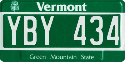 VT license plate YBY434
