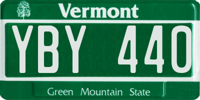 VT license plate YBY440
