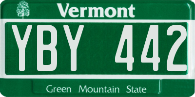 VT license plate YBY442