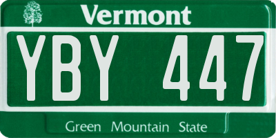 VT license plate YBY447