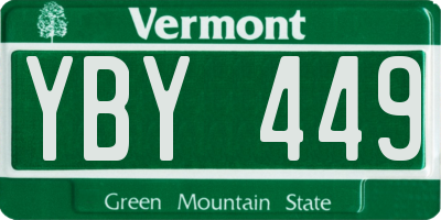VT license plate YBY449