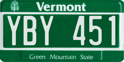 VT license plate YBY451