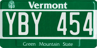 VT license plate YBY454