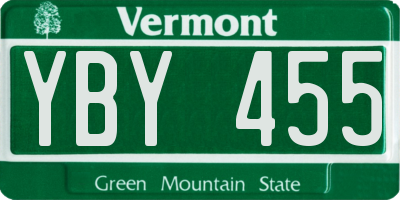 VT license plate YBY455