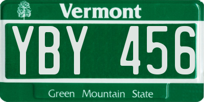 VT license plate YBY456