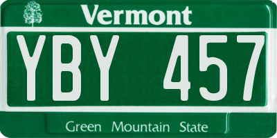 VT license plate YBY457