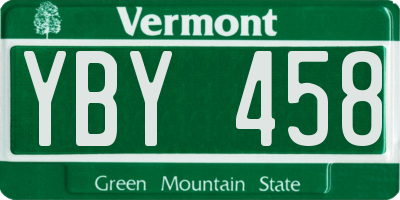 VT license plate YBY458