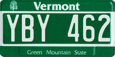 VT license plate YBY462