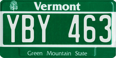 VT license plate YBY463