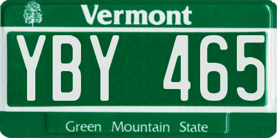 VT license plate YBY465