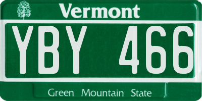 VT license plate YBY466