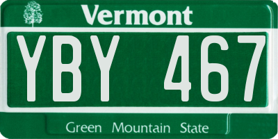 VT license plate YBY467