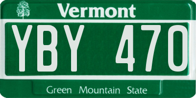 VT license plate YBY470