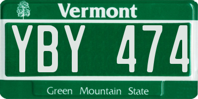 VT license plate YBY474