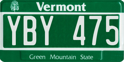 VT license plate YBY475