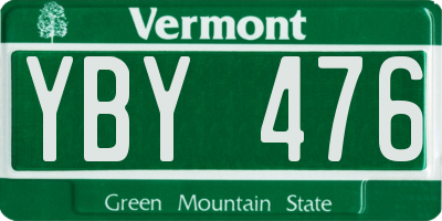 VT license plate YBY476