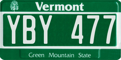 VT license plate YBY477
