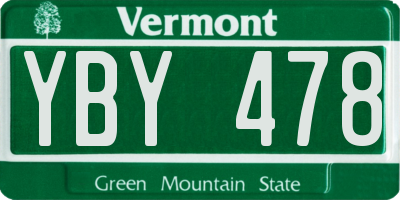 VT license plate YBY478