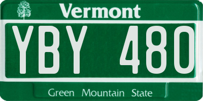 VT license plate YBY480