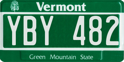 VT license plate YBY482