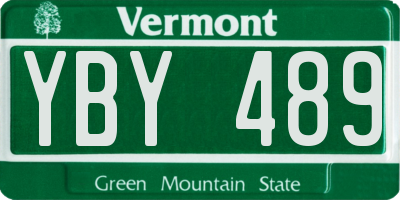 VT license plate YBY489