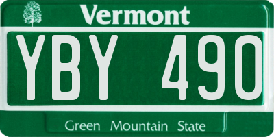 VT license plate YBY490