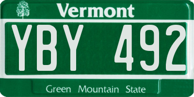 VT license plate YBY492
