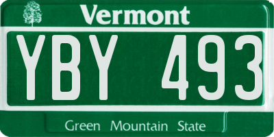 VT license plate YBY493