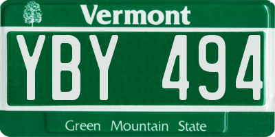 VT license plate YBY494