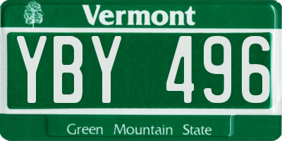 VT license plate YBY496