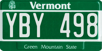 VT license plate YBY498