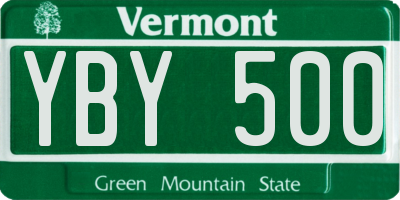 VT license plate YBY500