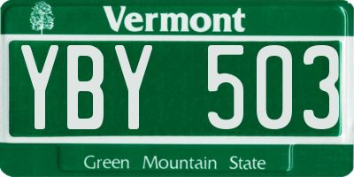 VT license plate YBY503