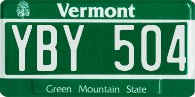 VT license plate YBY504