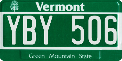 VT license plate YBY506
