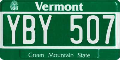 VT license plate YBY507