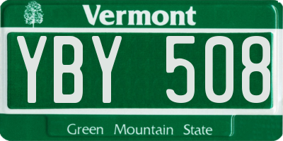 VT license plate YBY508