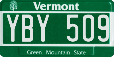 VT license plate YBY509