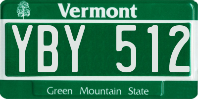 VT license plate YBY512