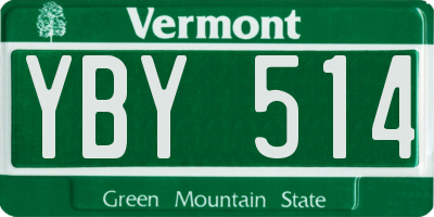 VT license plate YBY514