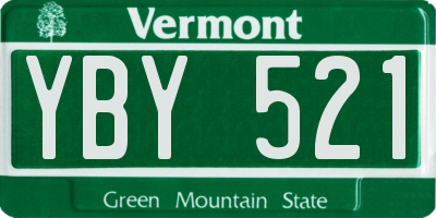 VT license plate YBY521