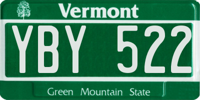 VT license plate YBY522