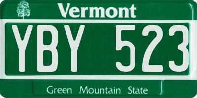 VT license plate YBY523