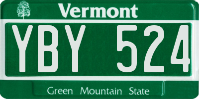 VT license plate YBY524