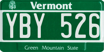 VT license plate YBY526