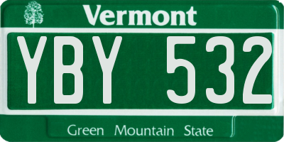 VT license plate YBY532
