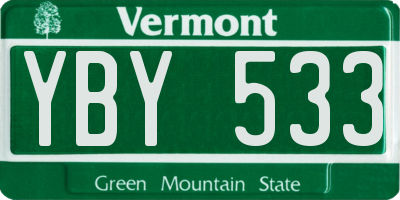 VT license plate YBY533