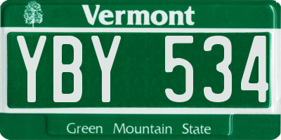 VT license plate YBY534