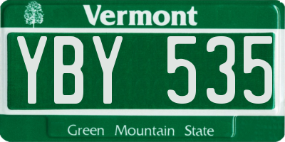 VT license plate YBY535