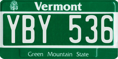 VT license plate YBY536